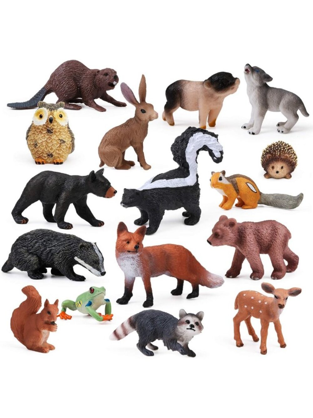16PCS Woodland Animal Figurines - Miniature Forest Creatures Cake Toppers for
